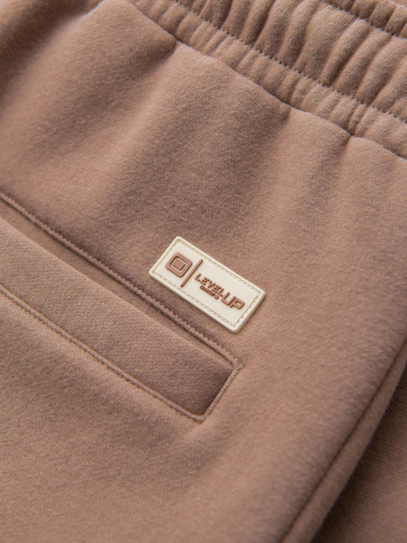 Ombre Clothing Uniszex melegítő rövidnadrág bordázott derekkal - barna V16 OU-SRBC-0101 Ombre Clothing