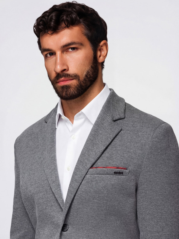 Ombre Clothing Férfi kötött blazer fitted szabásban - világos szürke V2 OM-BLZB-0100 Ombre Clothing