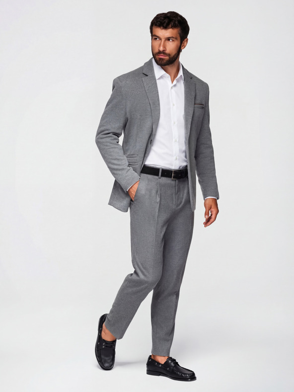 Ombre Clothing Férfi kötött blazer fitted szabásban - világos szürke V2 OM-BLZB-0100 Ombre Clothing