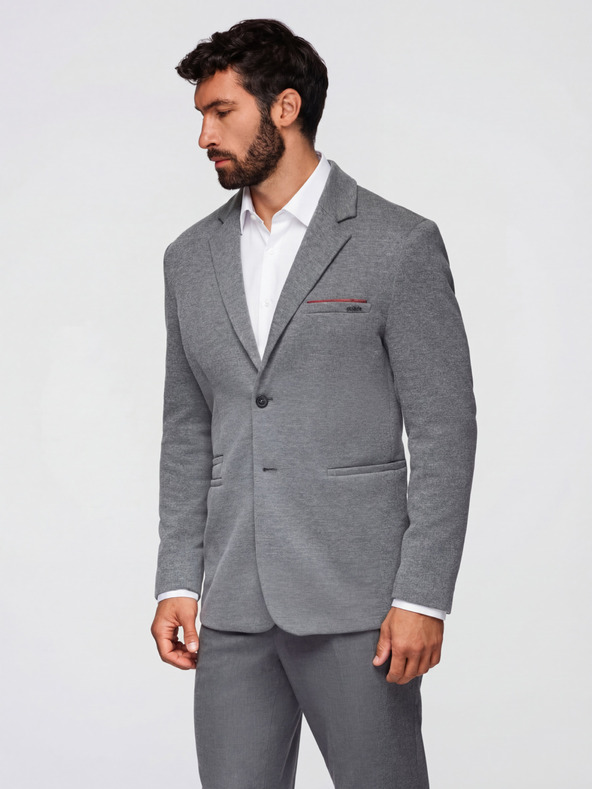 Ombre Clothing Férfi kötött blazer fitted szabásban - világos szürke V2 OM-BLZB-0100 Ombre Clothing
