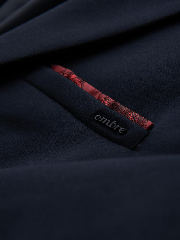 Ombre Clothing Férfi kötött dzseki fitted szabásban - sötétkék V3 OM-BLZB-0100 Ombre Clothing