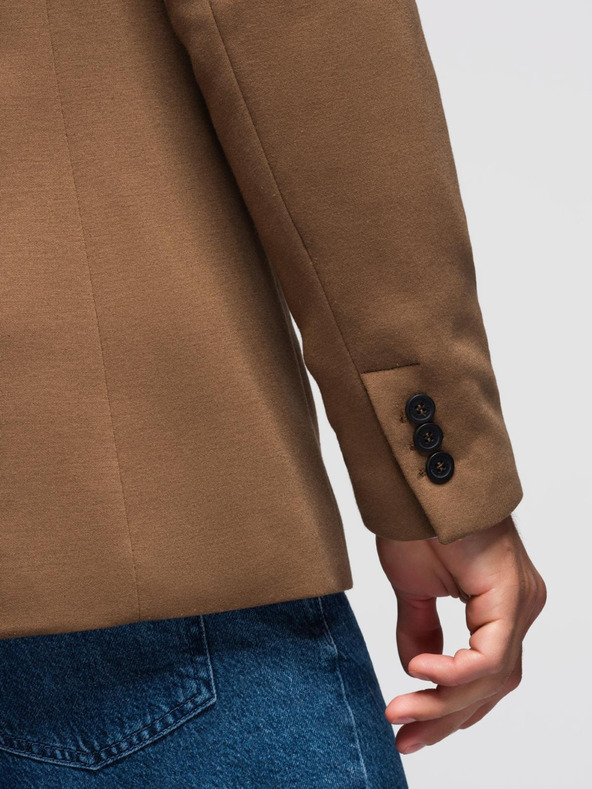 Ombre Clothing Férfi kötött dzseki slim fit - világos barna V4 OM-BLZB-0100 Ombre Clothing