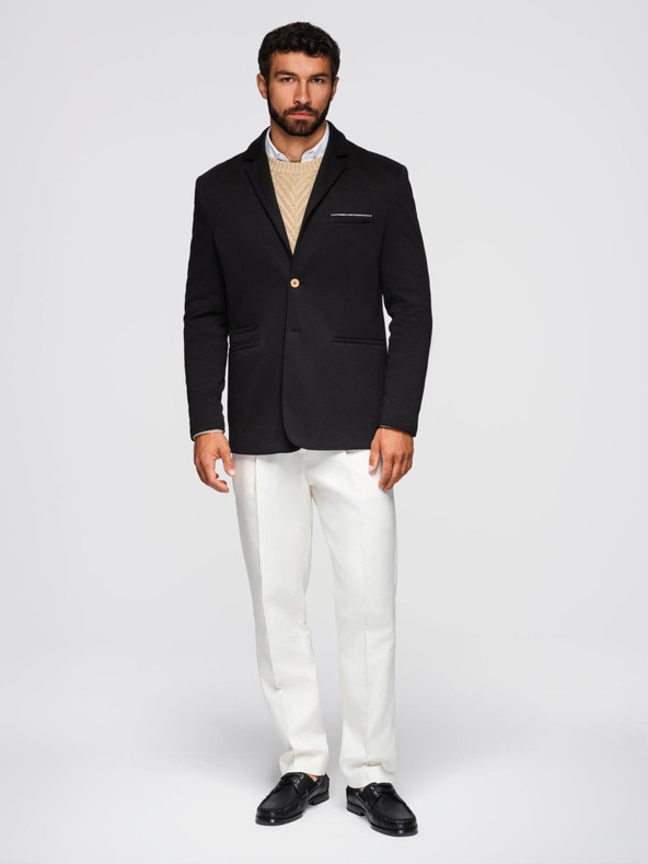 Ombre Clothing Férfi kötött dzseki fitted szabásban - fekete V5 OM-BLZB-0100 Ombre Clothing