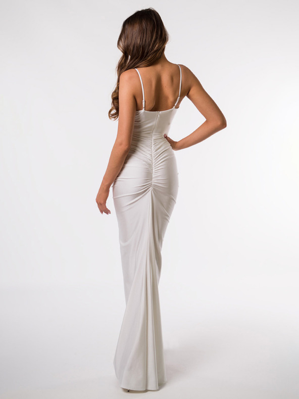 Edoti Női maxiruhát vékony pánt és egyenes nyakkivágás KYLIE DLR199 - ekrü szín EDOTI