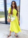 Edoti Női midi ruha ujjal és kerek nyakkivágás elegáns ELIA DLR200 - limetzöld EDOTI