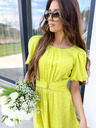 Edoti Női midi ruha ujjal és kerek nyakkivágás elegáns ELIA DLR200 - limetzöld EDOTI