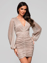 Edoti Női mini ruha hosszú ujjal és V-nyakkivágás RUBI DLR195 - ezüst EDOTI