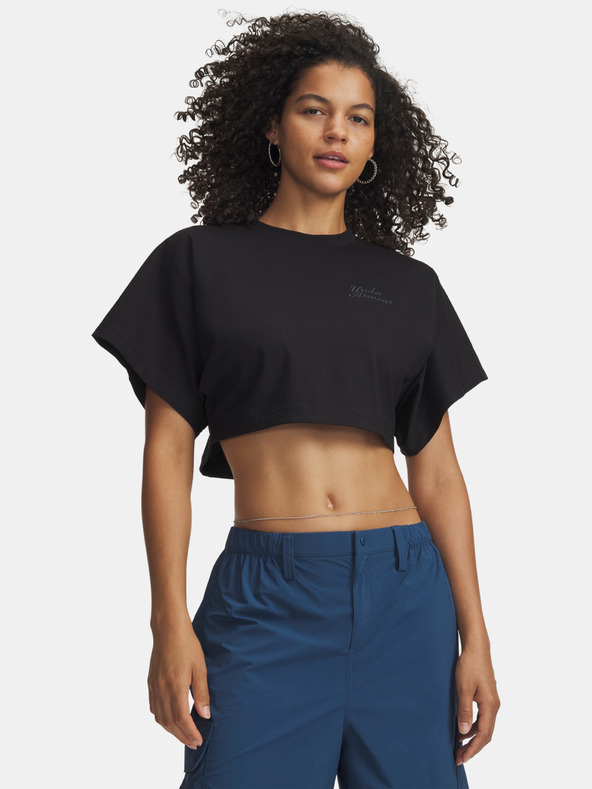 Under Armour Női póló Under Armour Cropped Script SS Tee-BLK