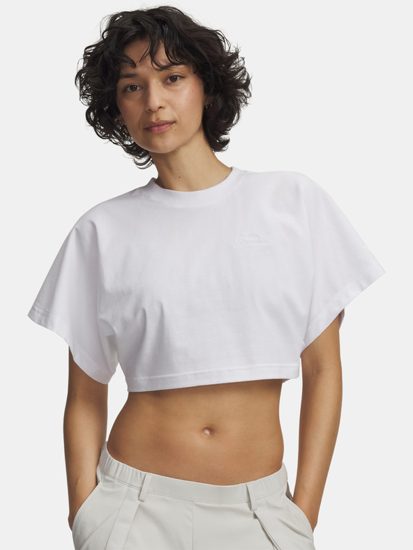 Under Armour Női póló Under Armour Cropped Script SS Tee-WHT