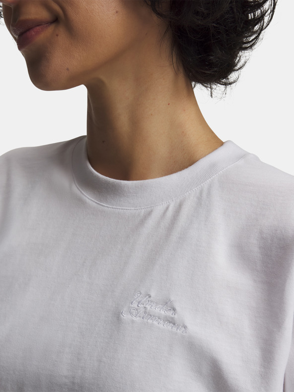 Under Armour Női póló Under Armour Cropped Script SS Tee-WHT