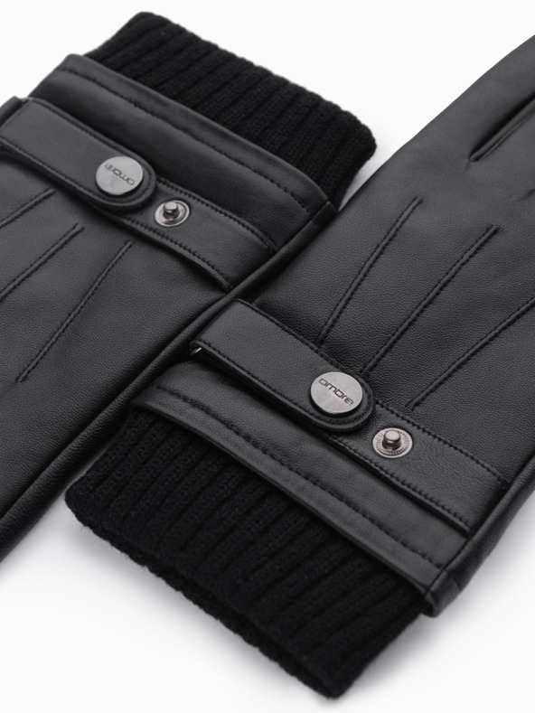 Ombre Clothing Férfi érintőképes bőrkesztyű - fekete V1 OM-ACGL-0128 Ombre Clothing