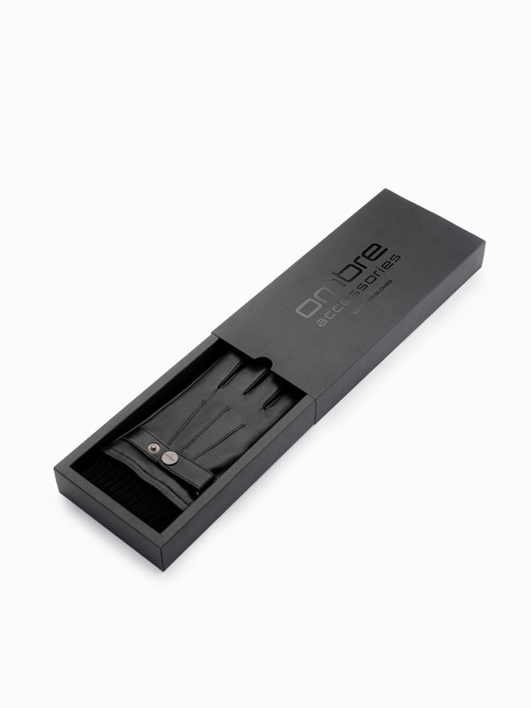 Ombre Clothing Férfi érintőképes bőrkesztyű - fekete V1 OM-ACGL-0128 Ombre Clothing