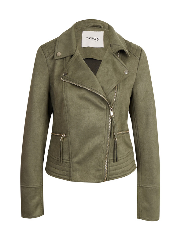 Orsay ORSAY Tina khaki színű női velúr bőrdzseki