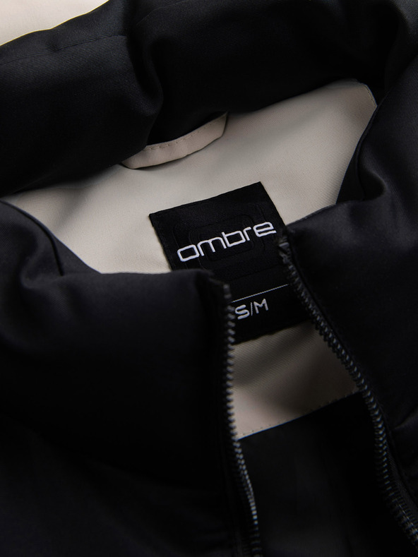 Ombre Clothing Fekete és bézs férfi steppelt mellény Ombre Ruházat