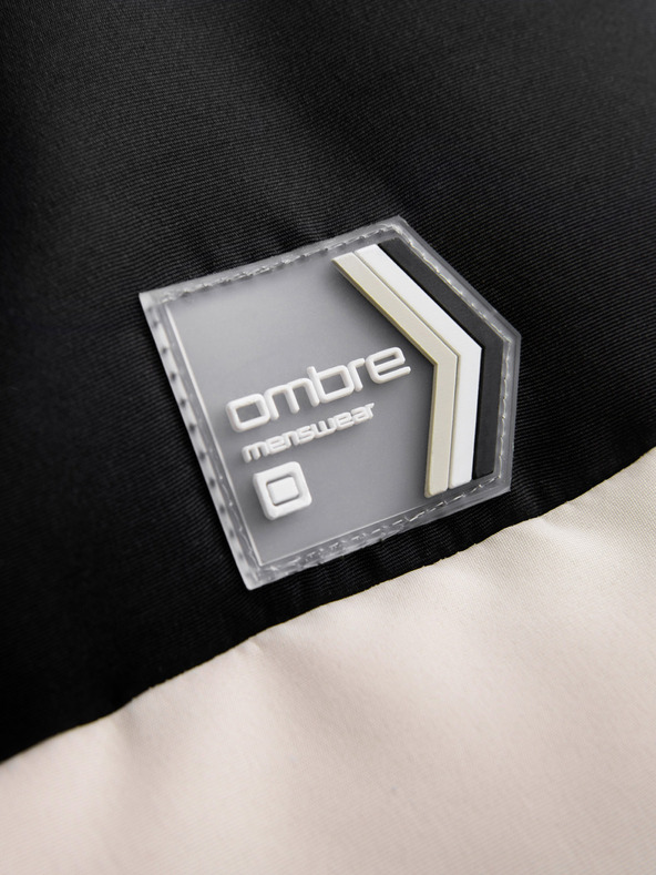 Ombre Clothing Fekete és bézs férfi steppelt mellény Ombre Ruházat