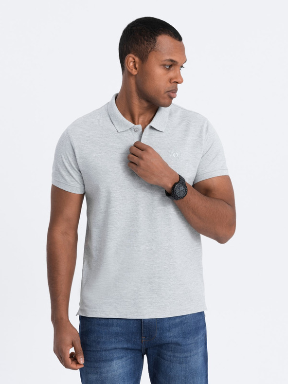 Ombre Clothing Világosszürke férfi alapvető póló póló Ombre ruházat