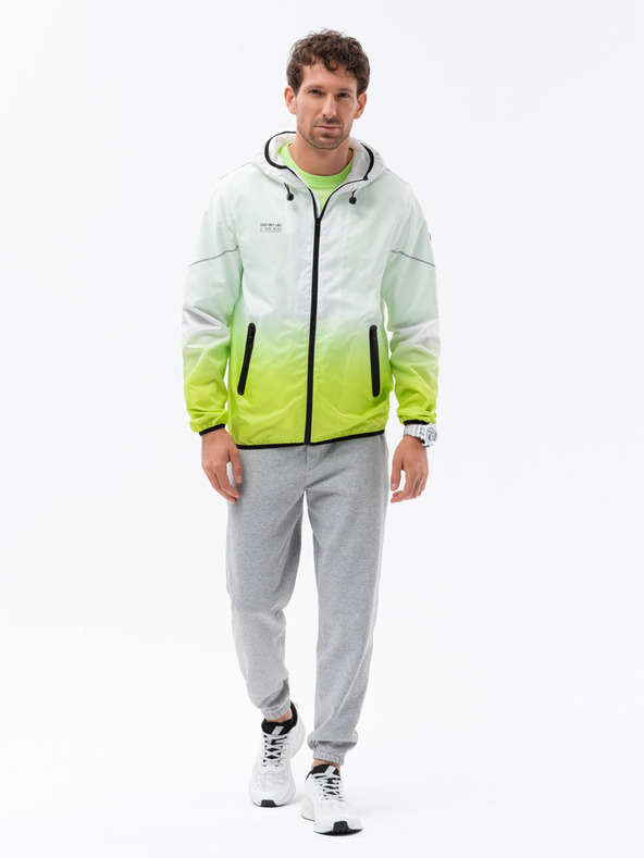 Ombre Clothing Zöld és fehér férfi kabát Ombre Ruházat