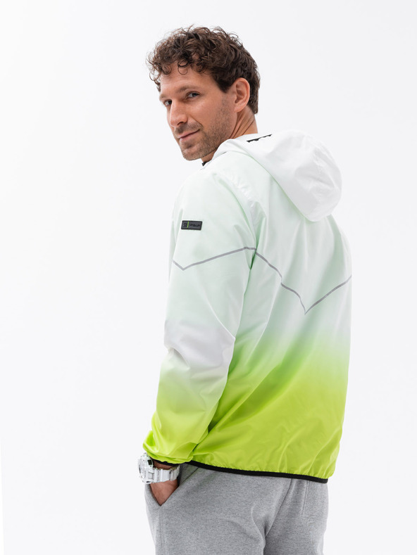 Ombre Clothing Zöld és fehér férfi kabát Ombre Ruházat