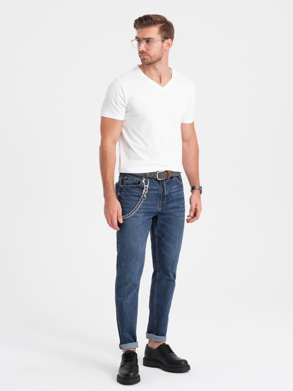 Ombre Clothing Fehér férfi V-nyakú póló Ombre ruházat