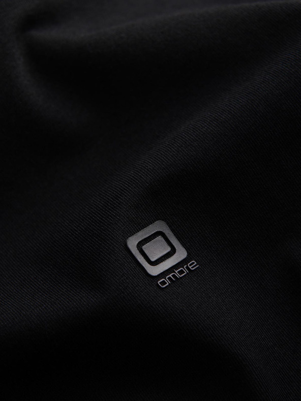 Ombre Clothing Fekete férfi v-nyakú póló Ombre ruházat