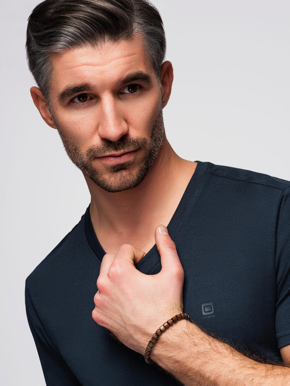 Ombre Clothing Sötétkék férfi v-nyakú póló Ombre Ruházat