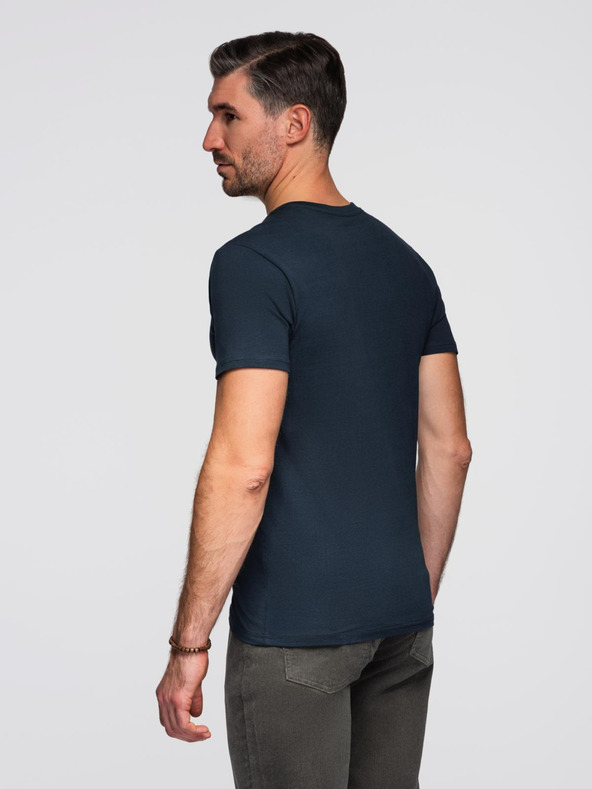 Ombre Clothing Sötétkék férfi v-nyakú póló Ombre Ruházat