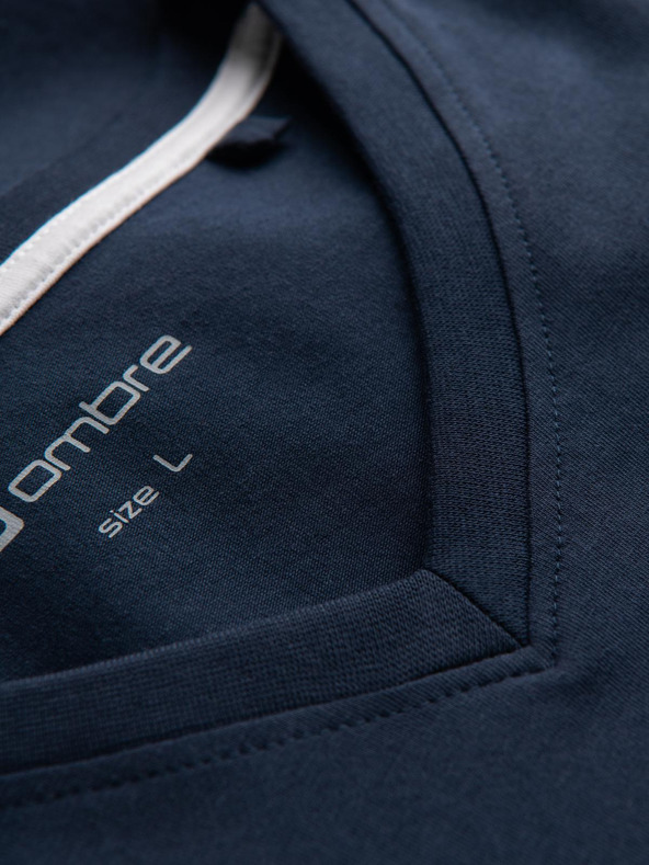 Ombre Clothing Sötétkék férfi v-nyakú póló Ombre Ruházat