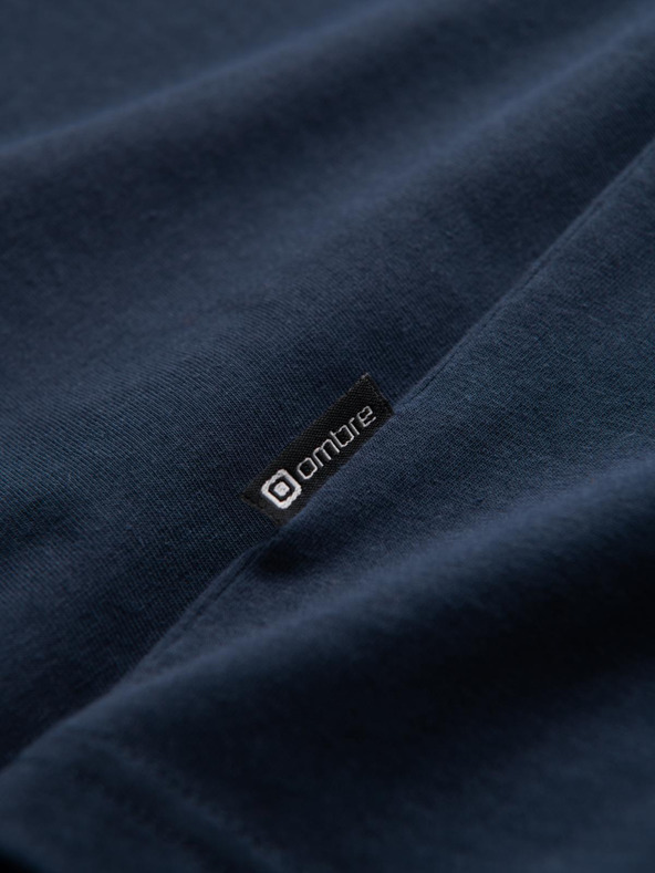 Ombre Clothing Sötétkék férfi v-nyakú póló Ombre Ruházat