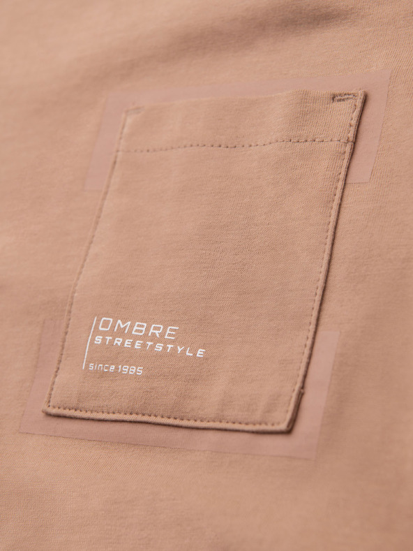 Ombre Clothing Világosbarna férfi póló Ombre ruházat