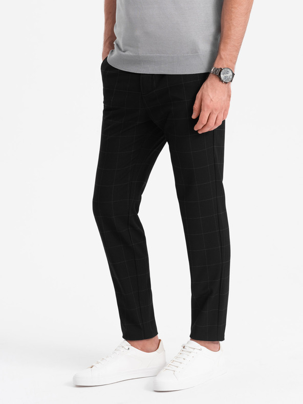Ombre Clothing Fekete férfi kockás nadrág Ombre Clothing