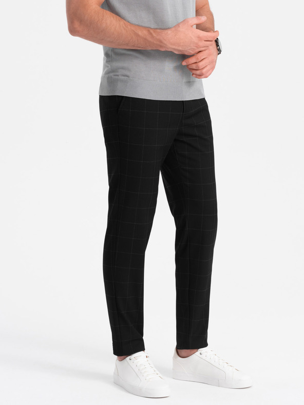 Ombre Clothing Fekete férfi kockás nadrág Ombre Clothing