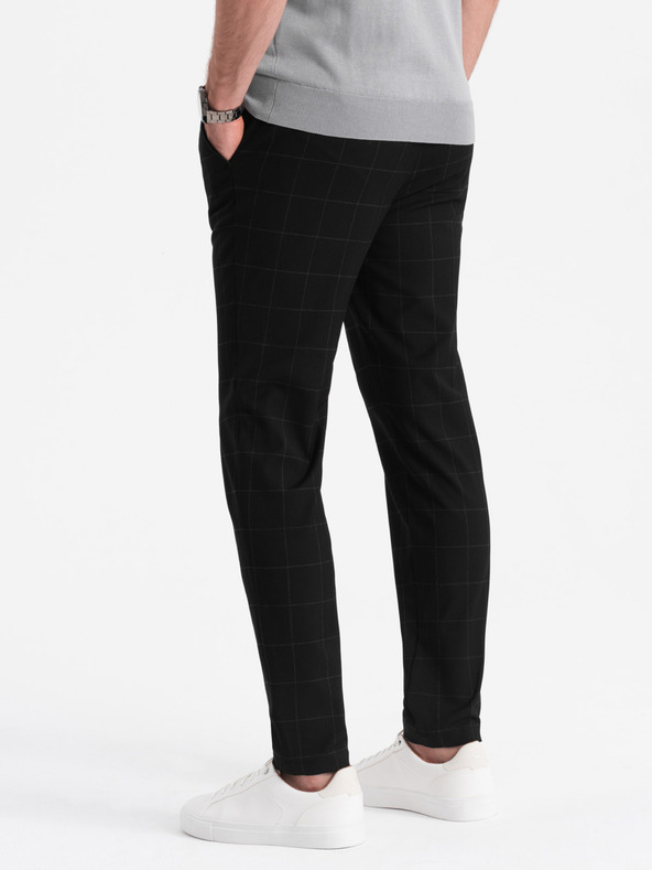 Ombre Clothing Fekete férfi kockás nadrág Ombre Clothing