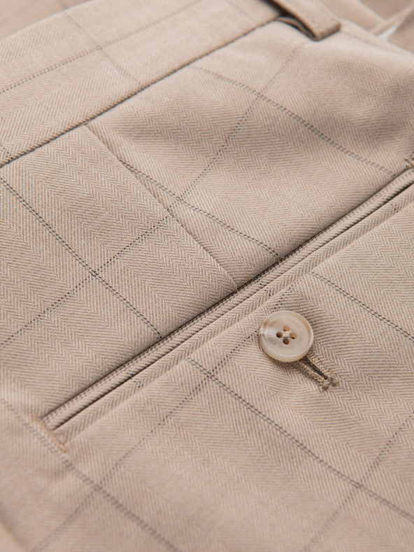 Ombre Clothing Világosbarna férfi kockás nadrág Ombre Ruházat