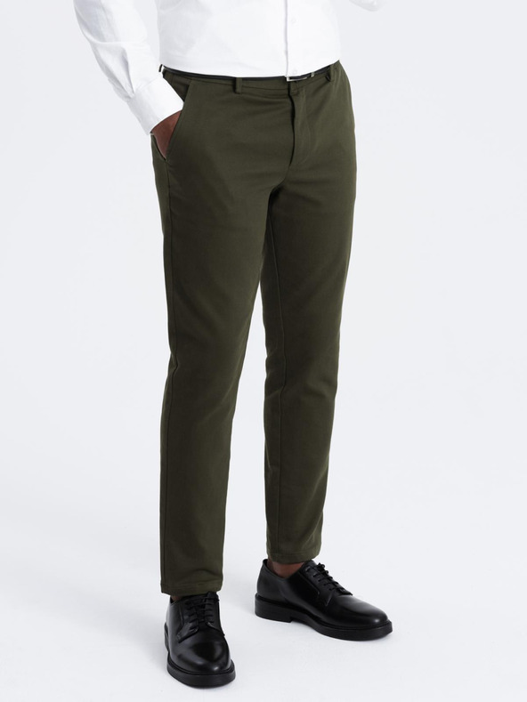 Ombre Clothing Sötétzöld férfi chino nadrág Ombre ruházat