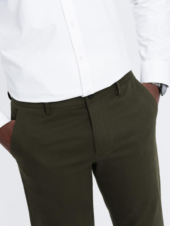 Ombre Clothing Sötétzöld férfi chino nadrág Ombre ruházat