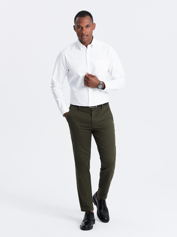 Ombre Clothing Sötétzöld férfi chino nadrág Ombre ruházat