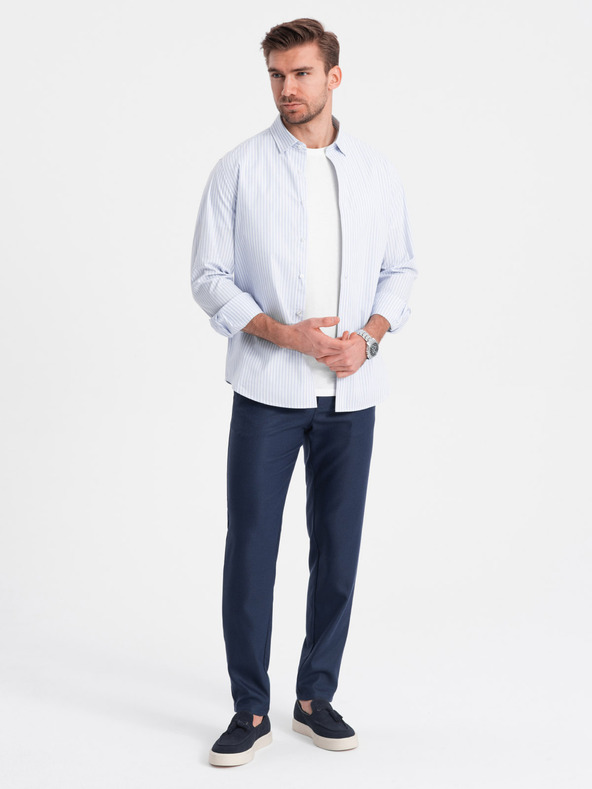 Ombre Clothing Sötétkék Férfi Slim Fit Chino nadrág Ombre ruházat