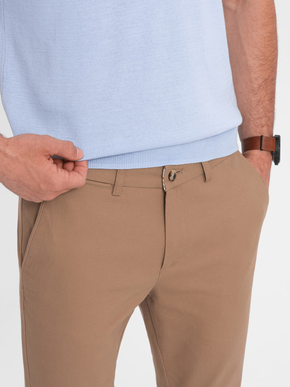 Ombre Clothing Világosbarna férfi slim fit chino nadrág Ombre Ruházat