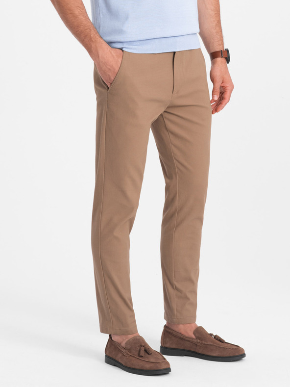 Ombre Clothing Világosbarna férfi slim fit chino nadrág Ombre Ruházat