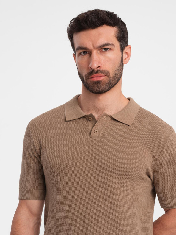 Ombre Clothing Világosbarna férfi póló póló Ombre ruházat