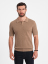 Ombre Clothing Világosbarna férfi póló póló Ombre ruházat