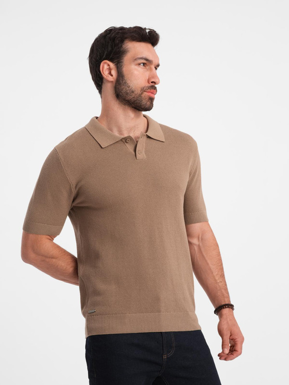 Ombre Clothing Világosbarna férfi póló póló Ombre ruházat