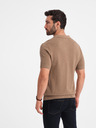 Ombre Clothing Világosbarna férfi póló póló Ombre ruházat