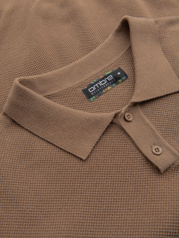 Ombre Clothing Világosbarna férfi póló póló Ombre ruházat