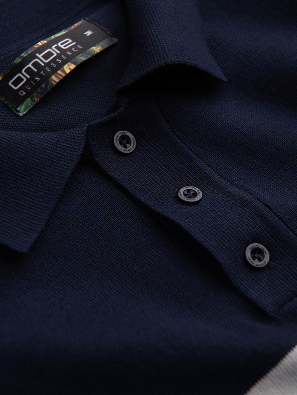 Ombre Clothing Sötétkék férfi póló póló Ombre Clothing