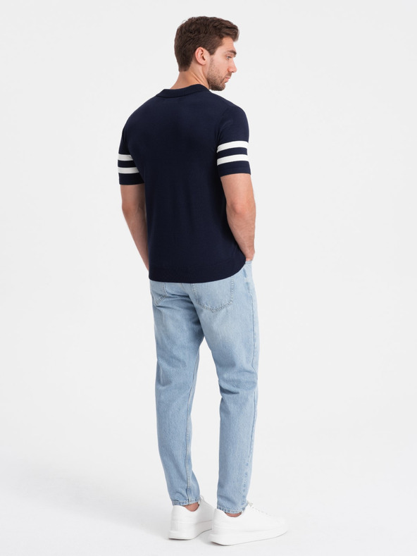 Ombre Clothing Sötétkék férfi póló póló Ombre Clothing