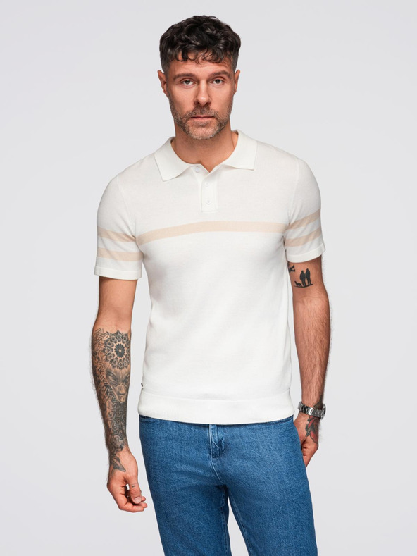 Ombre Clothing Krémszínű férfi póló póló Ombre ruházat