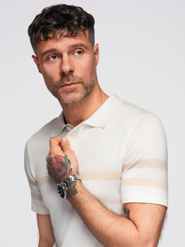 Ombre Clothing Krémszínű férfi póló póló Ombre ruházat