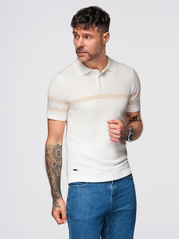 Ombre Clothing Krémszínű férfi póló póló Ombre ruházat