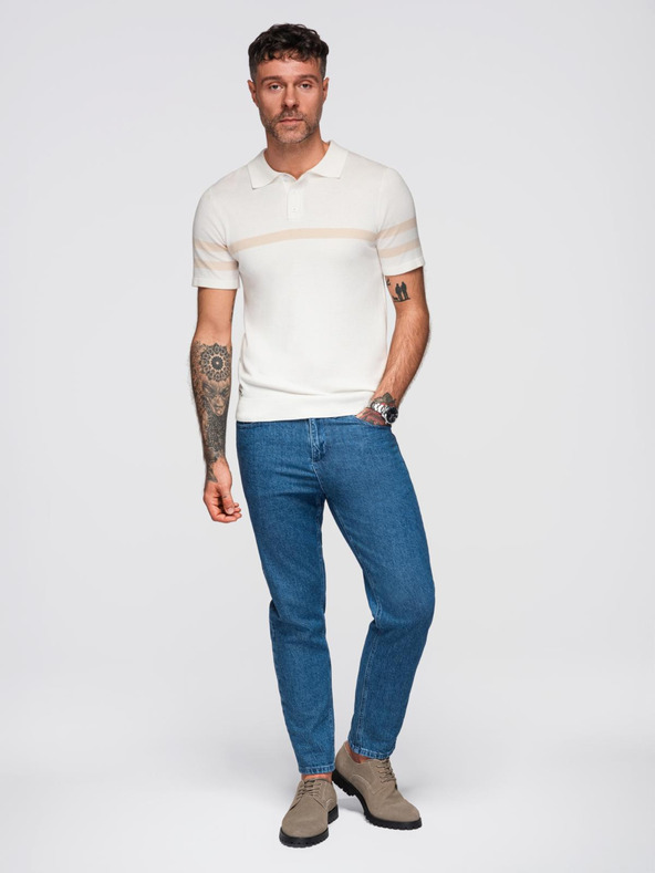 Ombre Clothing Krémszínű férfi póló póló Ombre ruházat